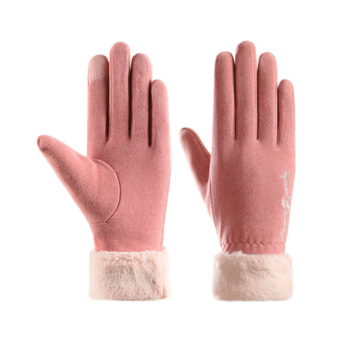 Women's velvet warm winter gloves with touch screen, comfortable and fashionable for riding, self-heating winter gloves