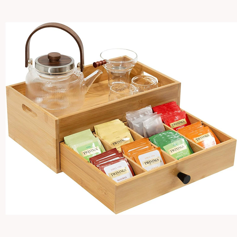 Оптовая продажа деревянного чайного мешка коробка хранения молока чай кофе сумка отделка деревянная коробка с ящиком Настольная коробка для хранения