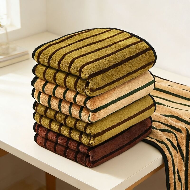Striped bath towel, thick large towel, soft and absorbent towel set, non-shedding coral fleece towel bath towel set Striped bath towel, thick large towel, soft and absorbent towel set, non-shedding coral fleece towel bath towel set