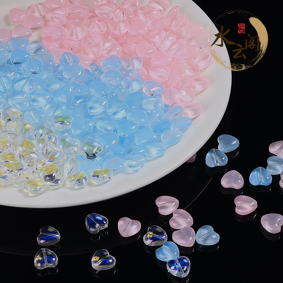 12mm Heart Peach Heart Glass Beads Handmade DIY Necklace Bracelet