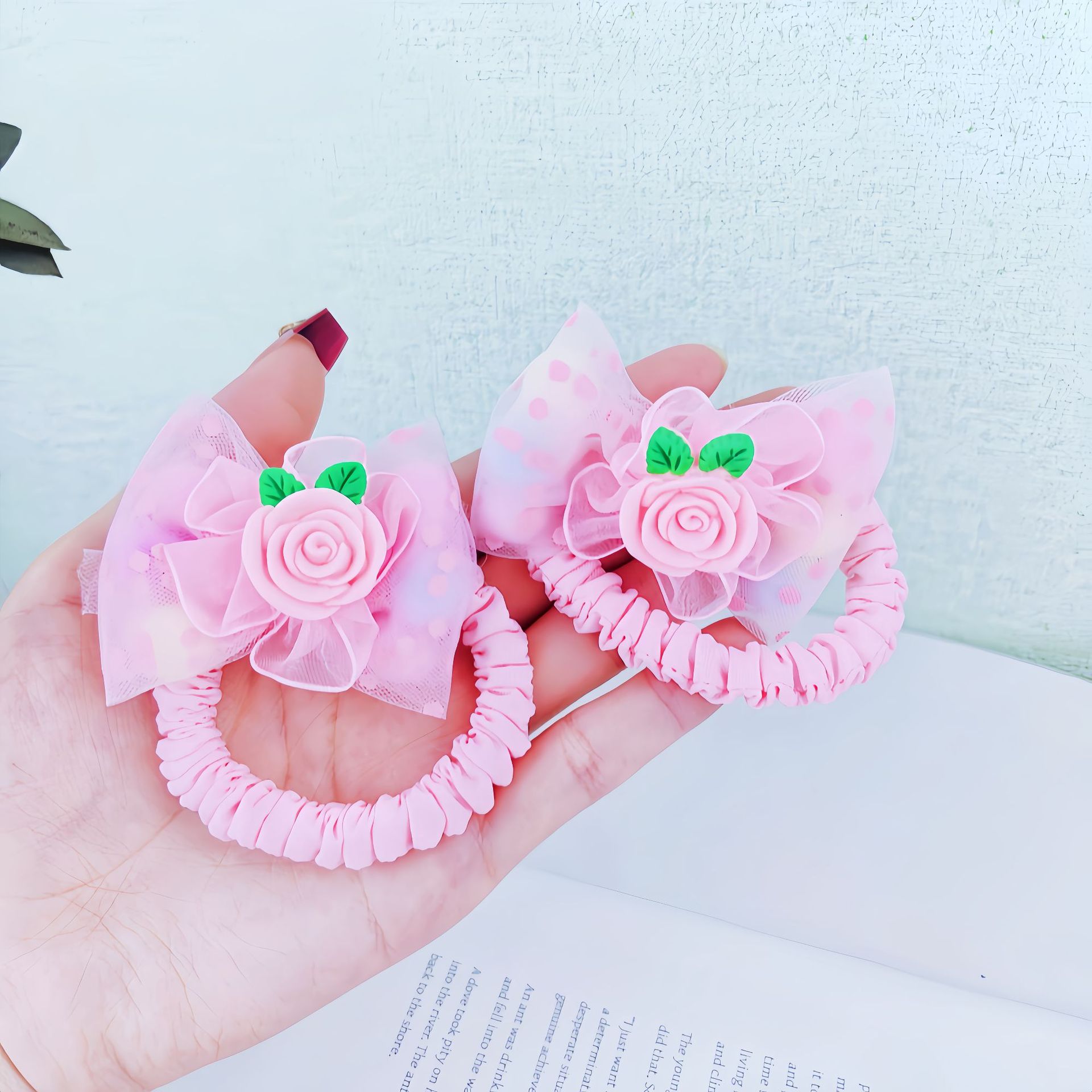 Flores de dibujos animados para niños anillo de cabello de la pequeña niña con cola de caballo elástico tocado dulce lindos cabello de la princesa joyería para el cabello