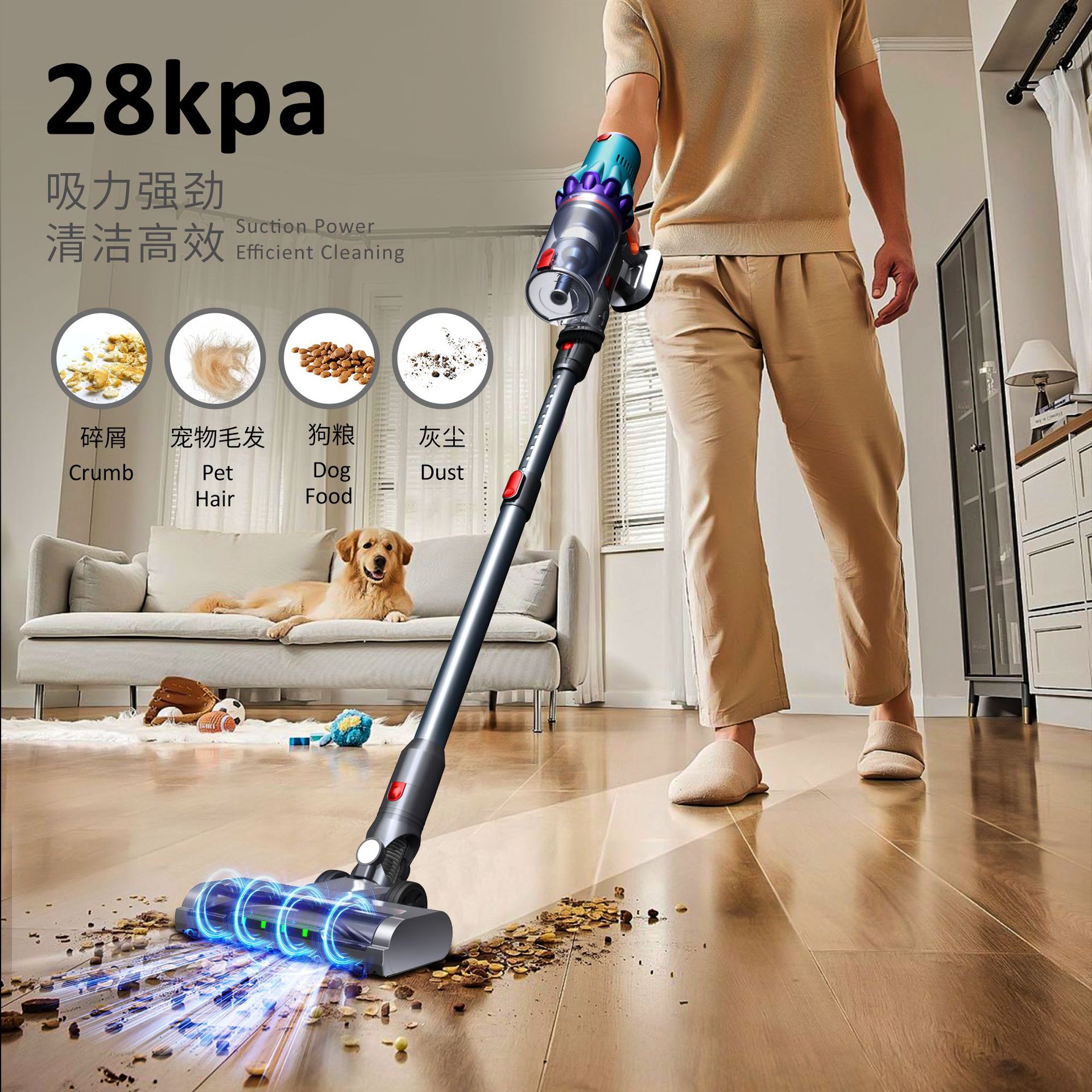 S15 Wireless Household Vacuum Cleaner Cross-Border High-Power Strong Suction Multi-Functional Handheld Rod Vacuum Carpet Suction