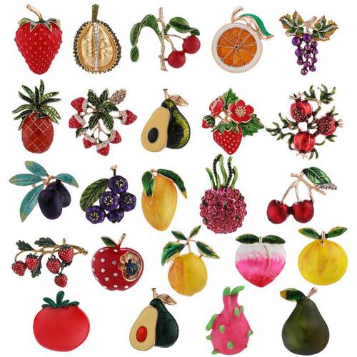 Creative new fruit brooch ins trendy anti-exposure oil dripping safety pin pitaya cherry durian collar pin for women