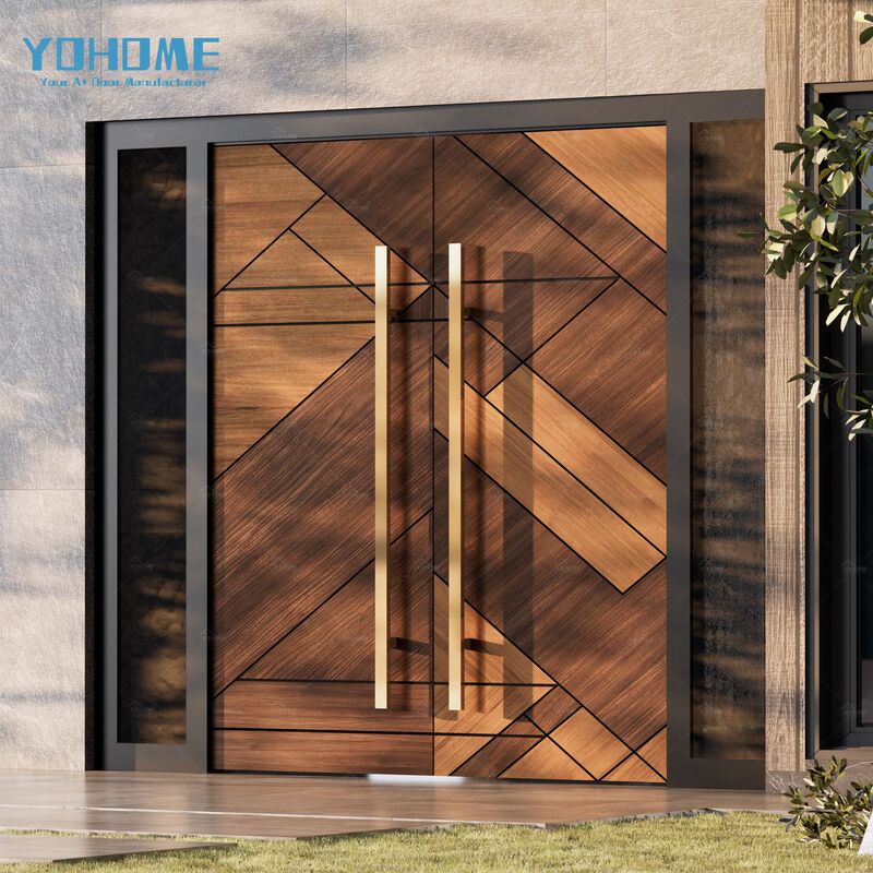 High-End Pivot Wooden Door for Entryway, Security Door, Fireproof, Soundproof, Pivot Door, Custom Villa Front Door