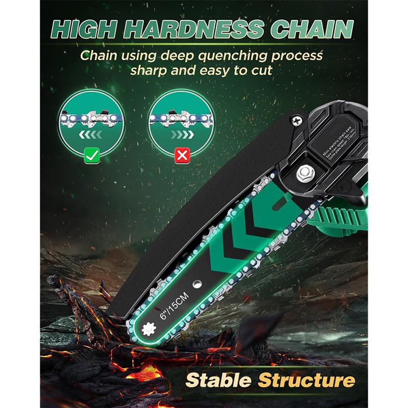 厂家直发充电式锂电池手持电锯便携式园林家用伐木修枝电链锯电动