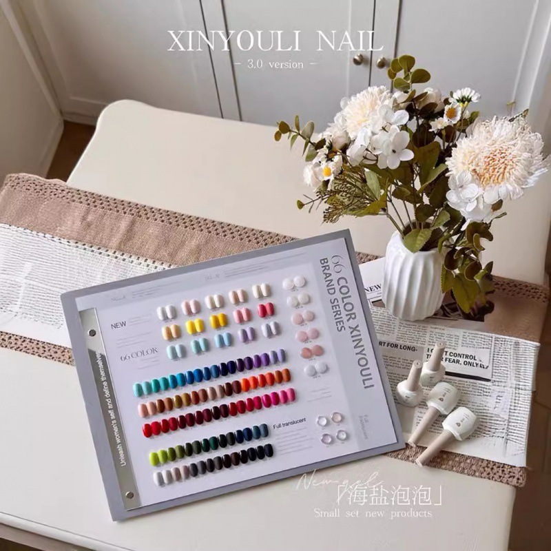 网红流行显白色系伈柚里66色3.0海盐泡泡指甲油胶美甲店开店专用