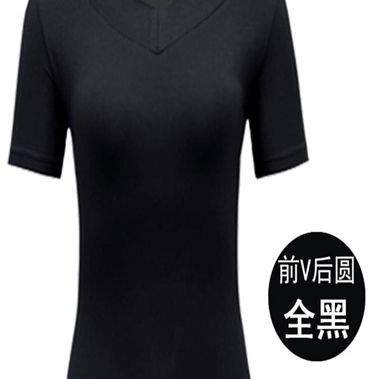 Square Dance Clothing Women's Tops Short-Sleeved Modal Large Size Dance Clothing Practice Clothing Latin Dance Fitness Clothing V Neck T-Shirt