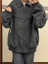 美式复古皮衣外套女秋冬季废土风情侣宽松PU机车夹克加厚棉衣棉服