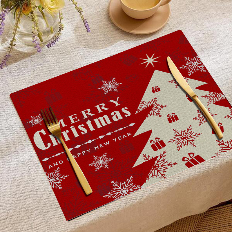 Jity Amazon 人気のクリスマスプレースマット レストラン雰囲気レイアウト テーブルマット リネンプリント断熱マット 洋食マット|undefined
