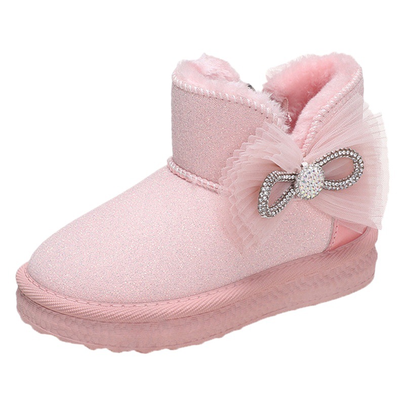 Botas de nieve para niñas zapatos para niños 2023 nuevos otoño e invierno con forro polar engrosado antideslizante cremallera para bebé botas de algodón para nieve