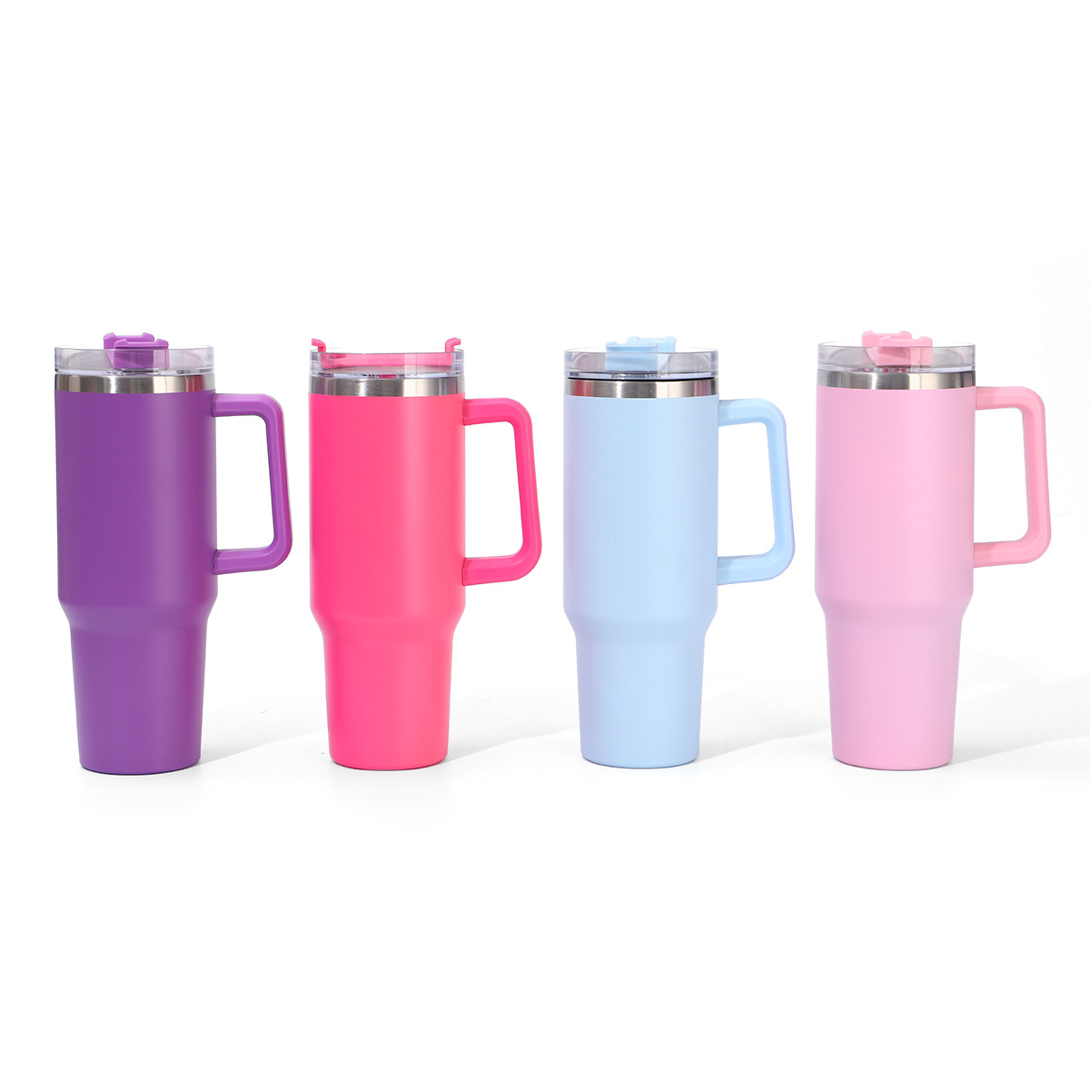 Taza de aislamiento térmico de acero inoxidable transfronteriza de alta capacidad de 40oz taza de automóvil con mango de paja taza de hielo