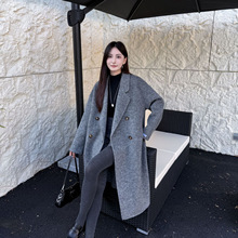 【焕新羊绒版】艾欧妮吖韩版通勤双面羊毛大衣女中长款毛呢外套冬