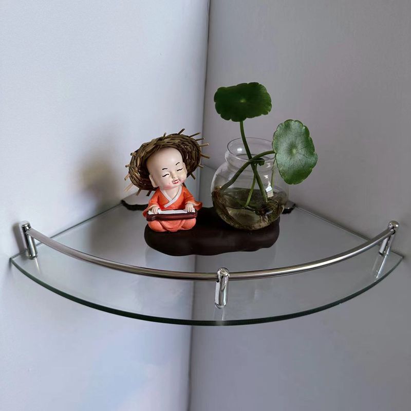 Baño de acero inoxidable galvanizado sala de ducha 34 capas de esquina de ventilador triangular estante de almacenamiento de vidrio