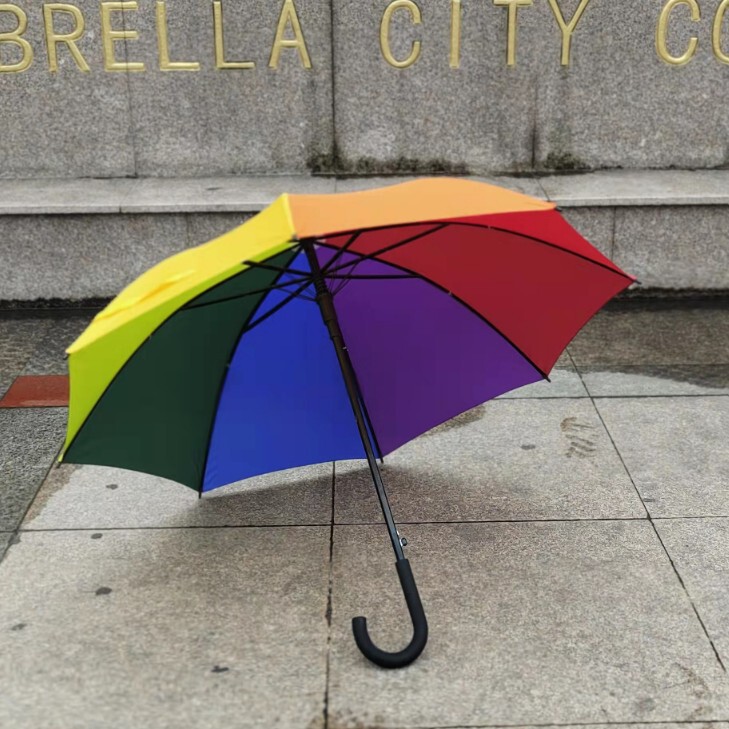 8-Bone Double-Bone Support Thickeneded and Sturdy Wind-Resistant and Not Easy to Fold Men's and Women's Sunny and Rainy Umbrellas Rainbow Umbrella Printed Logo Advertising Umbrella