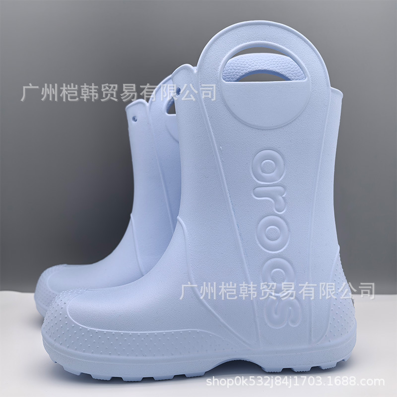Cross New Children's Shoes Mid-Tube Non-Slip Waterproof Rain Boots Outdoor Rainy Day Rubber Shoes Soft Sole Eva Shoes Rubber Shoes Soft Sole Shoes