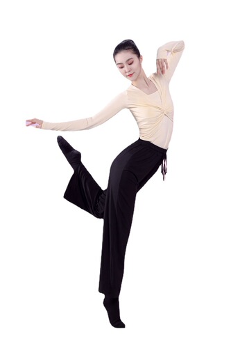 Modern Dance Practice Top for Women, Spring Autumn Traditional Chinese Dance Costume, Adult Teacher Long Sleeve Set