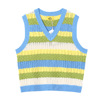 2022 Autumn Retro Hit color stripe V-neck sweater vest Layered lovely Sweater Vest Outside the ride