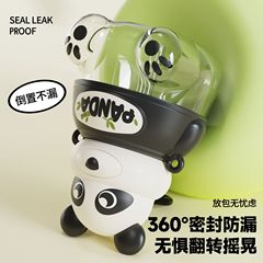 Summer trendy high-quality cartoon panda large-capacity student children backpack large belly bounce straw plastic water bottle