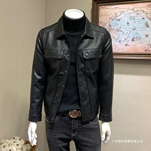 皮衣机车秋冬季2022翻领潮流皮夹克男韩版短款大衣外套年新款休闲