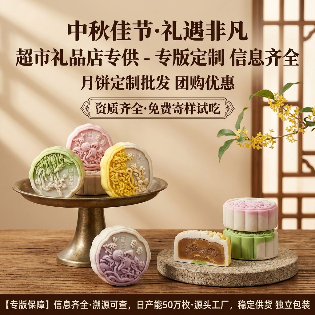 中秋节月饼团购批发散装老式蛋黄莲蓉流心奶黄桃山皮月饼礼盒送礼