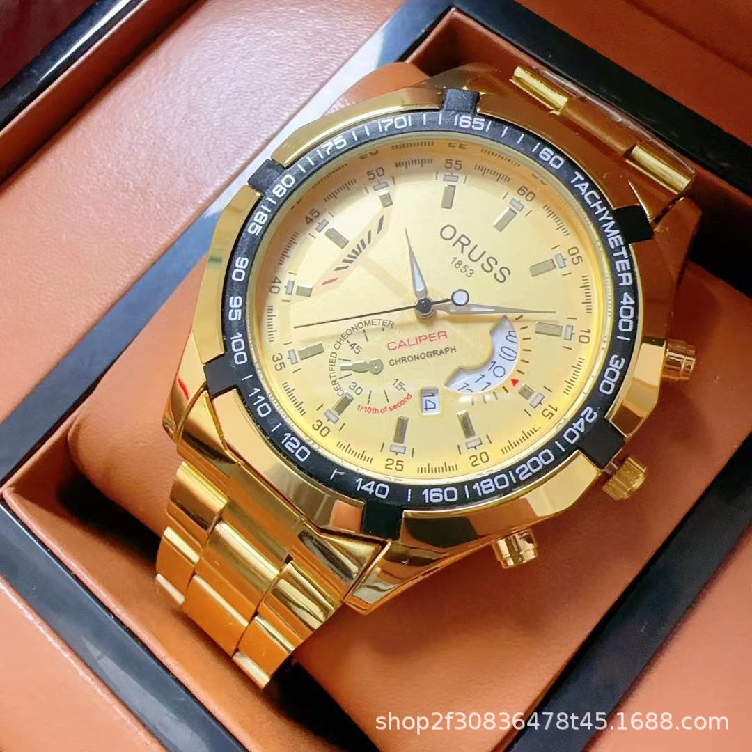 Contador de productos genuinos fresco reloj de gama alta tendencia deportiva de los hombres de negocios cinturón de acero calendario luminoso impermeable nuevo elegante