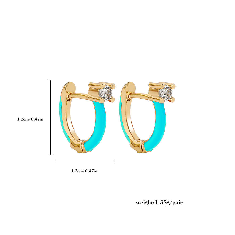 4g Weight Artificial Gemstones Inlay Material Earrings Classification Housewarming, Anniversary, Business, Wedding, Travel, Birthday, Festival Occasion Alloy Material Geometric Pattern Women'S Gender Stoving Varnish Design White, Purple, Blue, Yellow Color Geometric Stoving Varnish Alloy Artificial Gemstones Hoop Earrings 9