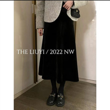 冬季加绒2024年丝绒半身裙A字裙韩版显瘦百搭长裙