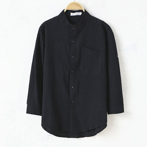 A very fairy-like men's summer thin cotton linen casual 5/7 sleeve shirt, stylish and trendy for men's matching and handsome.