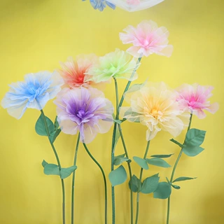 橱窗网纱喷色纱花玫瑰婚庆装饰大型活动布置商场专柜仿真花玫瑰
