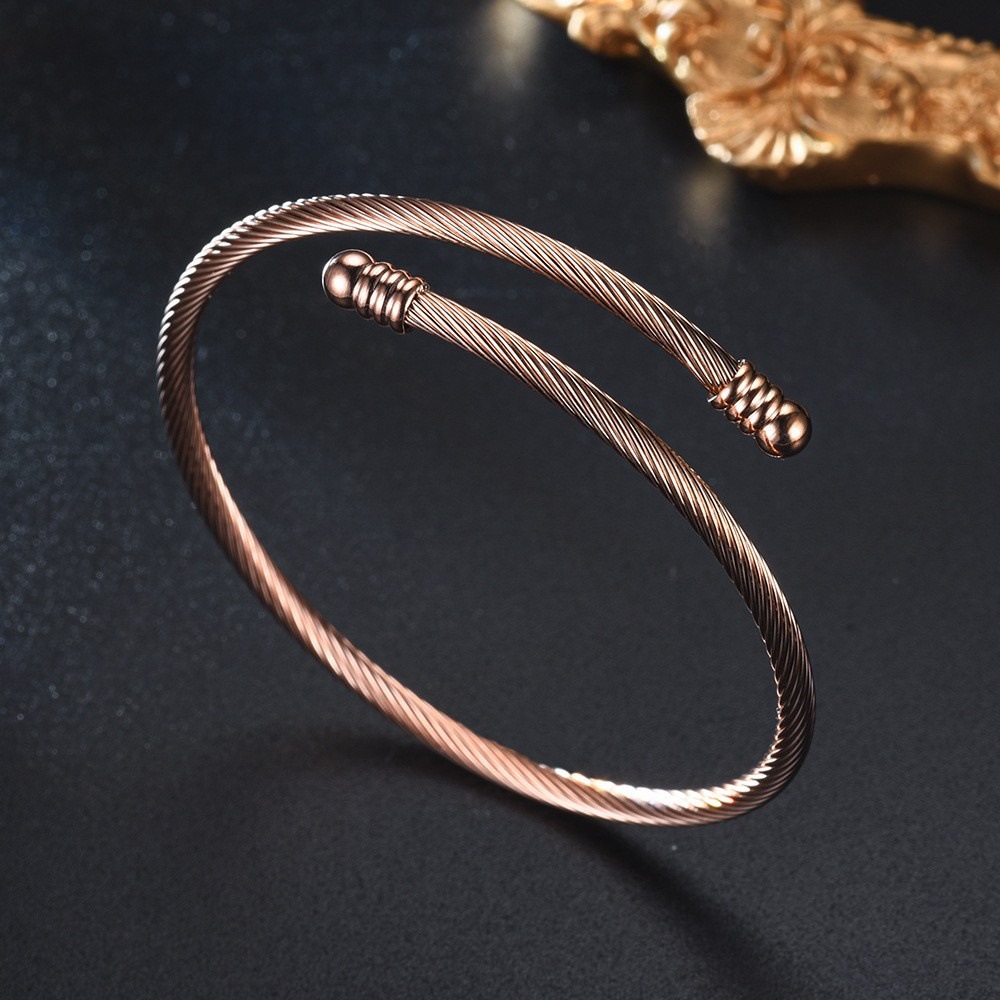 New Round Head Arc Stainless Steel Open Bracelet display picture 2