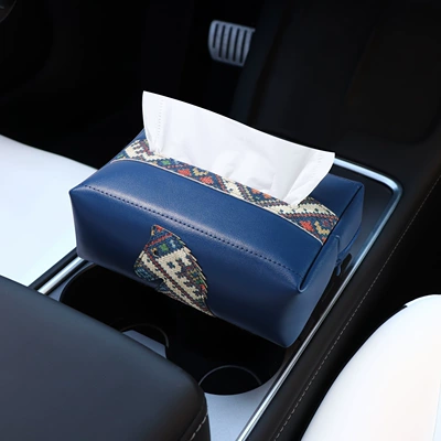 Armrest Box, Year of the Horse — Car tissue box/set - lucky-horse-blue-ethnic-style