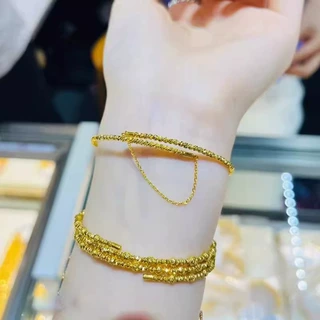 爆款热卖三圈蹦迪珠猫眼手链女黄金色轻奢高级感气质手环工厂批发