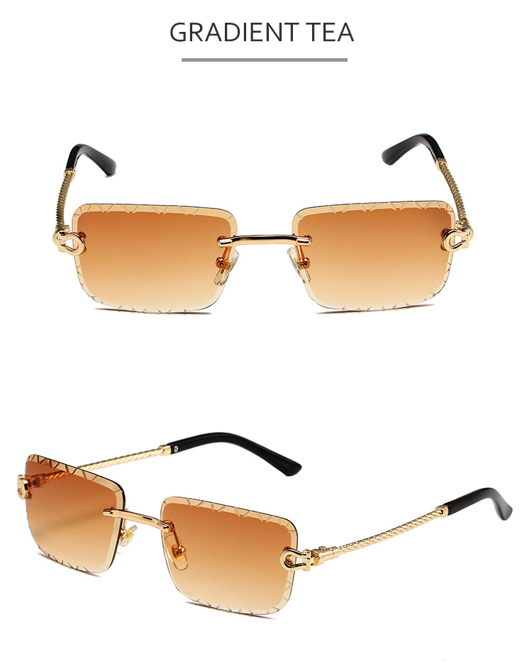 45g Weight Frameless Glasses Structure Sunglasses Classification PC, UV400 Protection Lens Material Polygon Glasses Style Outdoor, Daily Occasion Solid Color Pattern Unisex Gender Casual, Simple Style Style Casual Simple Style Solid Color PC UV400 Protection Polygon Frameless Women's Sunglasses 8