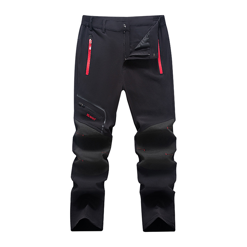 Outdoor Quick-Drying Stretch Softshell Pants, Windproof, Waterproof, Wear-Resistant, Breathable, Quick-Drying, Fleece-Lined, Thickened Softshell Pants for Men