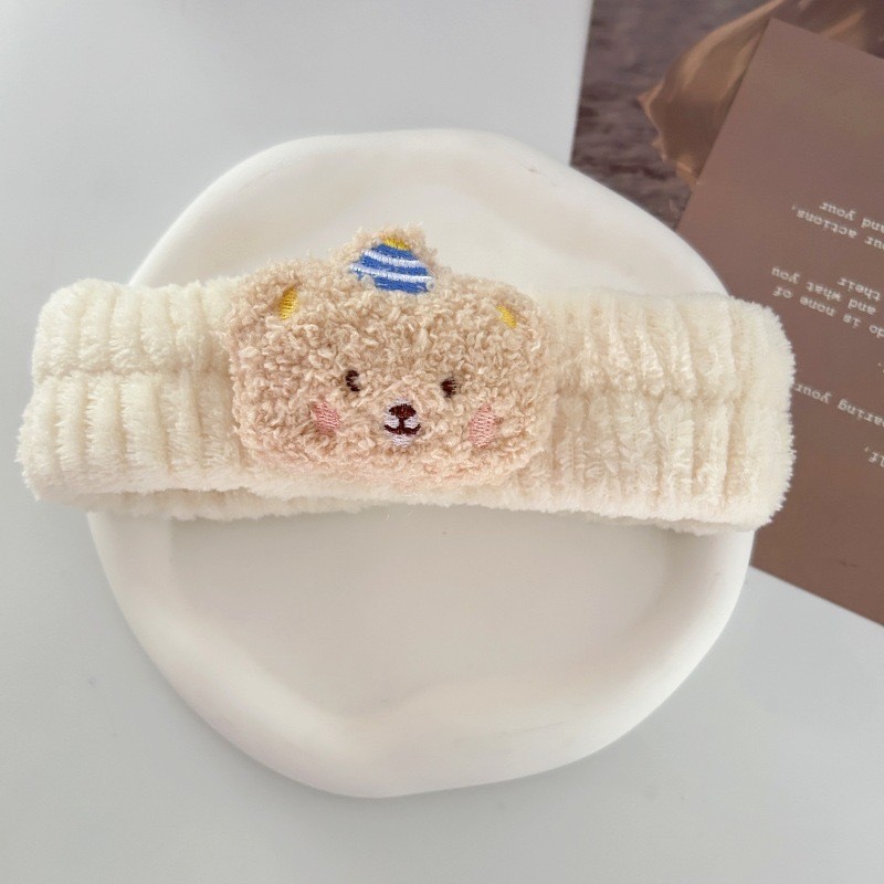 新しいかわいいクマのヘアバンド洗顔漫画ヘアバンドクリエイティブ弓動物ヘアリングフランネルヘアバンド卸売|undefined