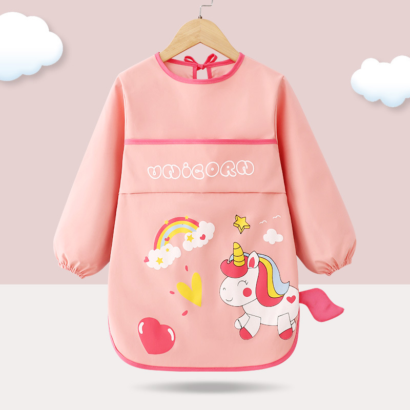 Pintura infantil mono bebé comiendo babero sin mangas impermeable reverso vestir pintura arte kindergarten manga larga babero