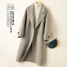 反季双面羊毛大衣女中长款双面呢西装领韩版宽松毛呢外宽松型