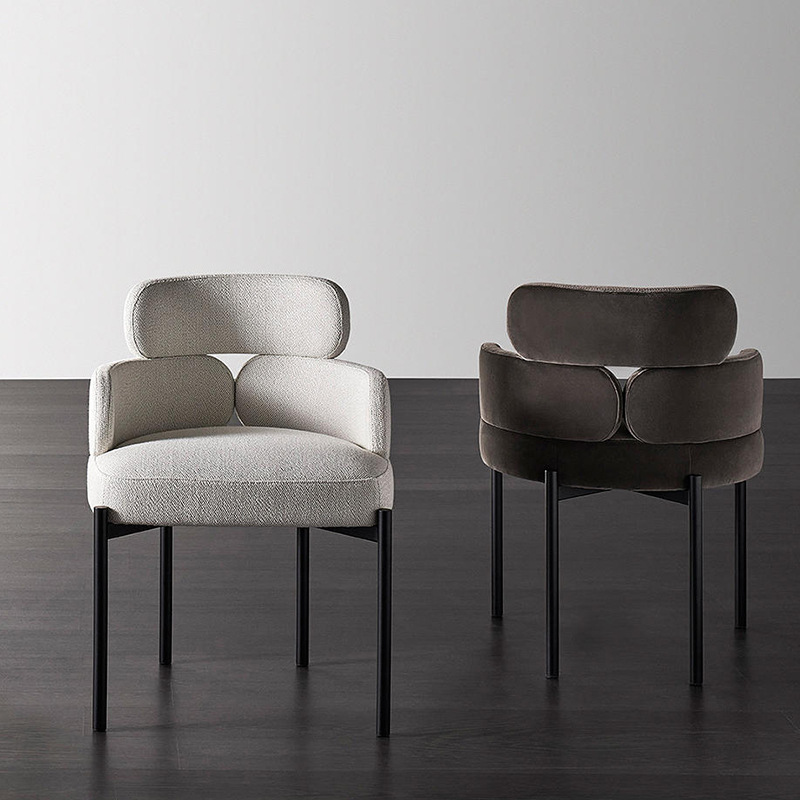 Nordic light luxury metal dining chair hotel reception chair home desk chair model room fabric cream negotiation chair