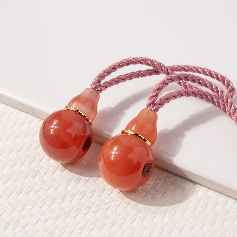 Pink and white split gourd three-way DIY accessory for handmade braided bracelets, necklaces, Buddhist beads, and fashion accessories