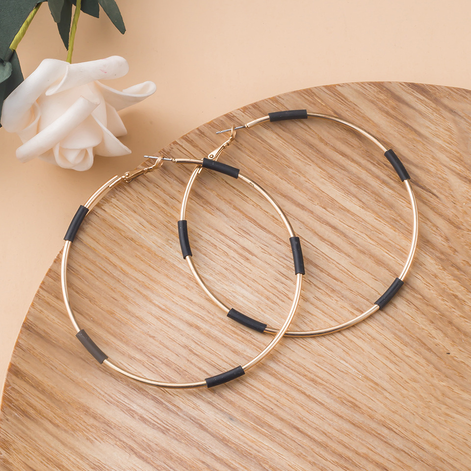 Fashion circle earrings two-color earrings female simple geometric earrings