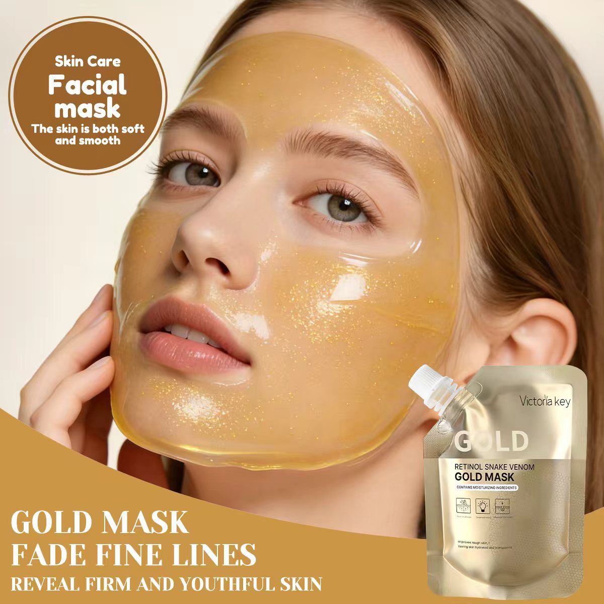 Retinol Snake Venom Peptide Gold Mask English Version Peel-Off Mask Exclusively for Foreign Trade and Cross-Border Sales