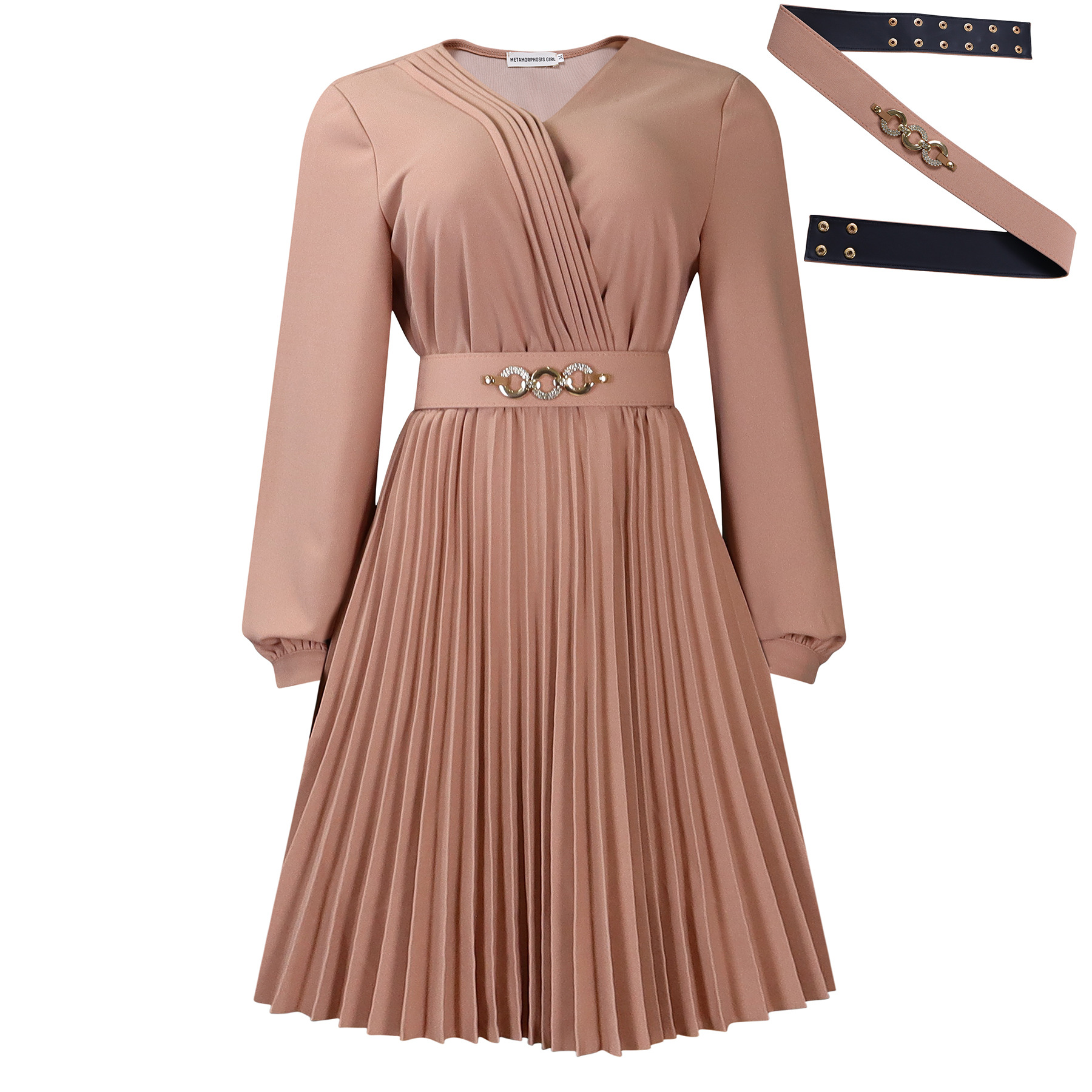 Women's Elegant V-Neck High Waist Dress