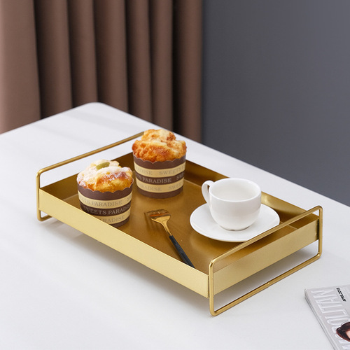 Metal tray Nordic style INS decor storage tray fruit plate Desk living room coffee table decor Light luxury style decoration