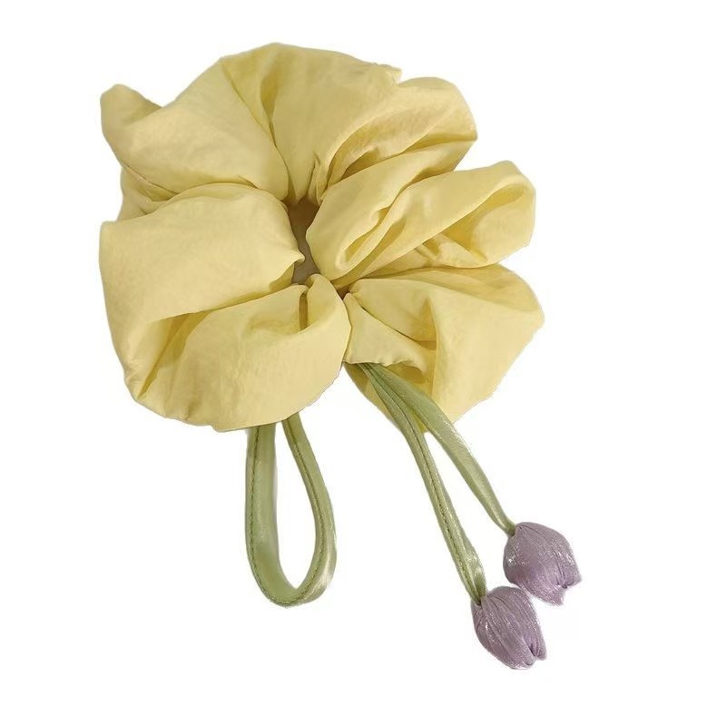 Elegante elástico de cabelo com laço tulipa estilo coreano_voghion.com
