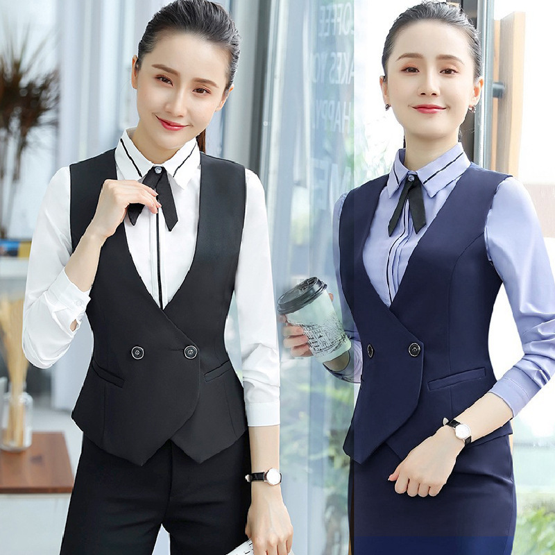 A29 Joker New Professional Women's suit Double-breasted Women's Bank Work Post Dress Vest Vest