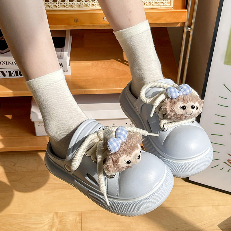 Shirley Mei Cartoon Hole Shoes Women's 2024 New Summer Thick Sole Outwear Sandals Cute Non-slip Thick Sole Sandals