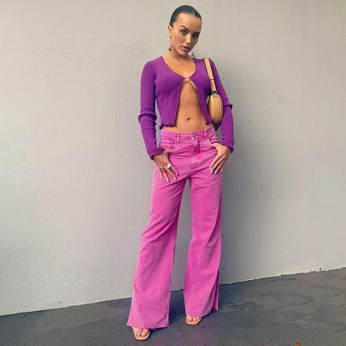 Cross-border AliExpress Amazon European and American Women's Summer Ins High-Waisted Straight Leg Split Casual Long Jeans 