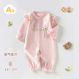 婴幼儿服饰女宝打底衣宝宝连体A类棉睡衣安阳童装秋冬新款哈衣