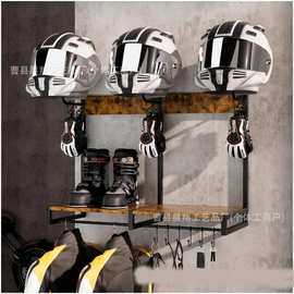 木制摩托车头盔架壁挂式摩托车头盔展示架机车皮衣收纳架