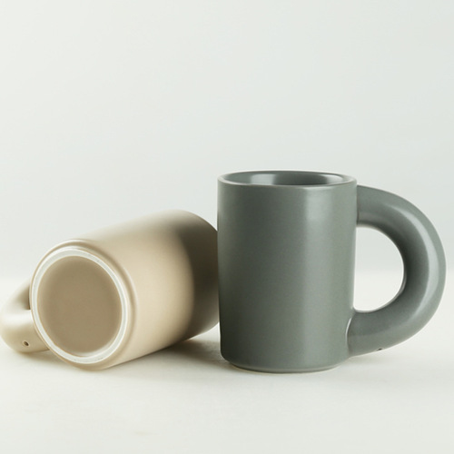 Nordic INS-style influencer large-ear ceramic mug with a tilted handle, rough-handled water cup, creative artistic coffee mug